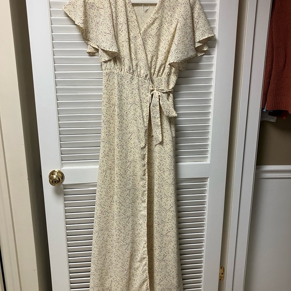Arbor Cream Floral Wrap Maxi Dress